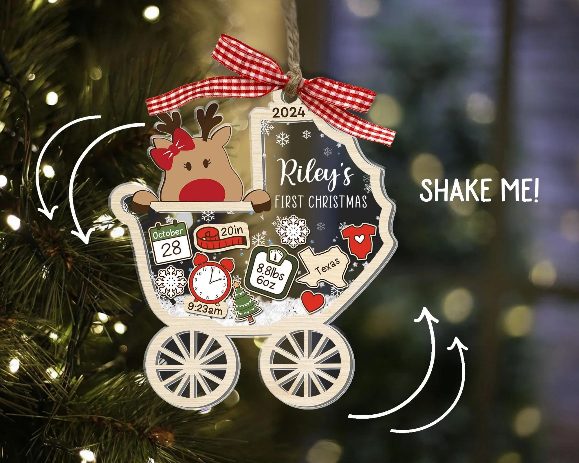 Personalized Baby's First Christmas Ornament 2024, Custom New Baby Gift - Image 2