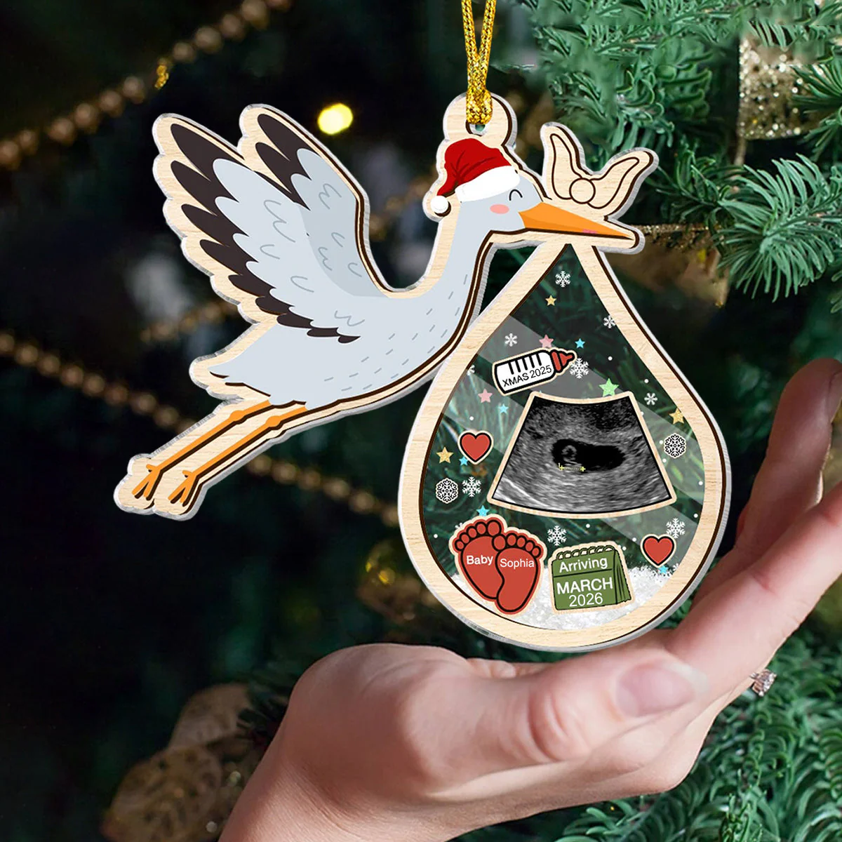 Personalized Baby's Ultrasound Photo Christmas Ornament - Image 2