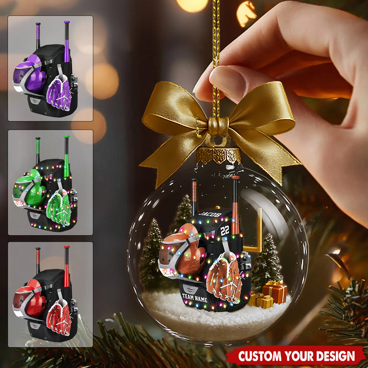 Personalized Baseball Bag Transparent Ornament-Gift For Baseball Lovers - Image 2