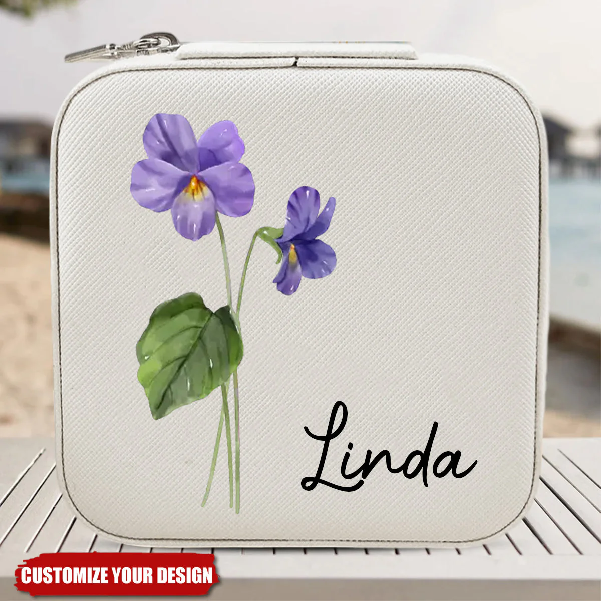 Personalized Birth Flowers Name Jewelry Box - Image 3