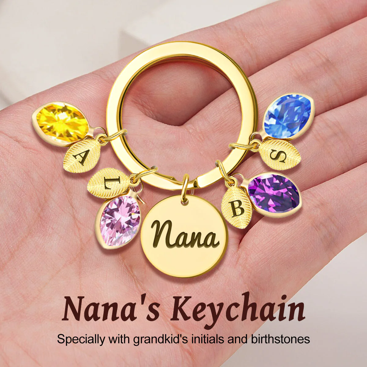 Personalized Birthstone Keychain With Initial, Mother's Day Gift - Image 2