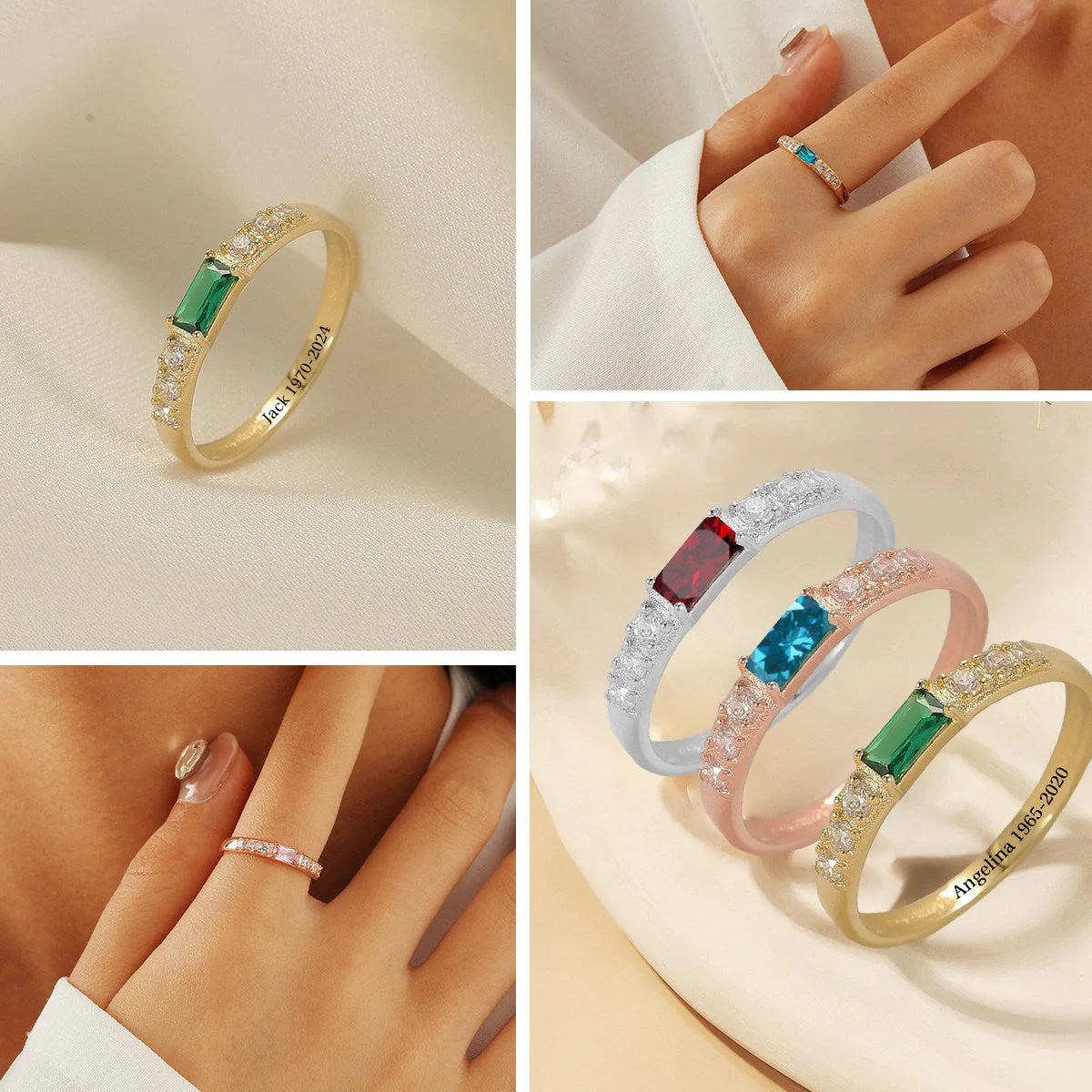 Personalized Birthstone Memorial Ring - Gift For Christmas - Image 2