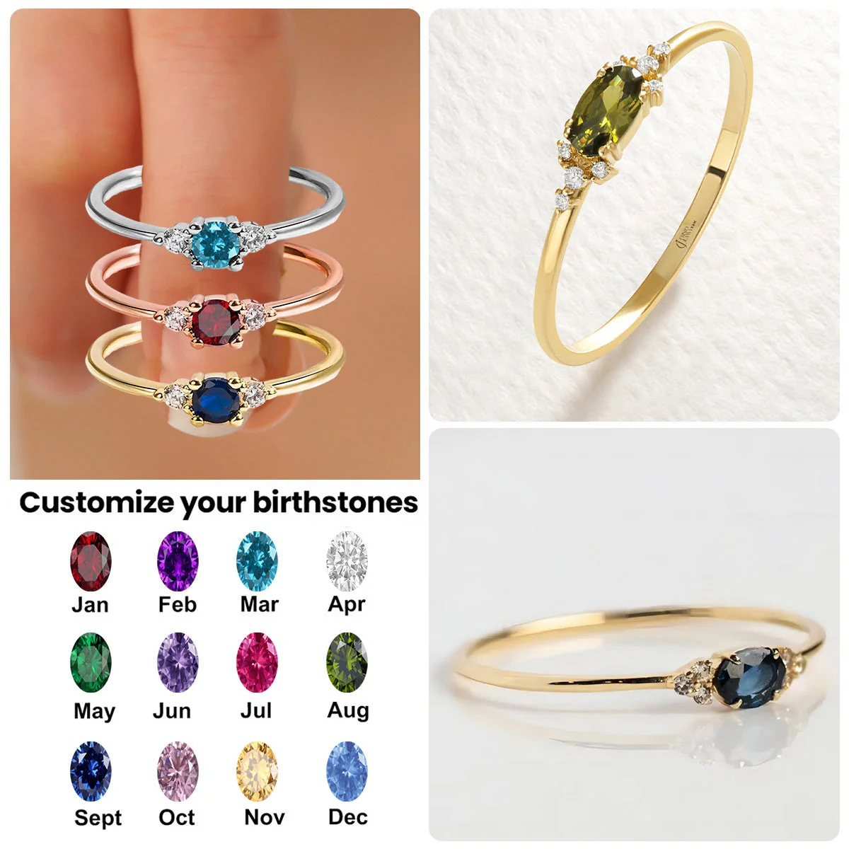 Personalized Birthstone Memorial Ring - Gift For Christmas - Image 2