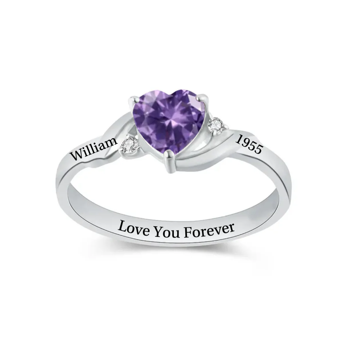 Personalized Birthstone Name Memorial Ring - Image 3