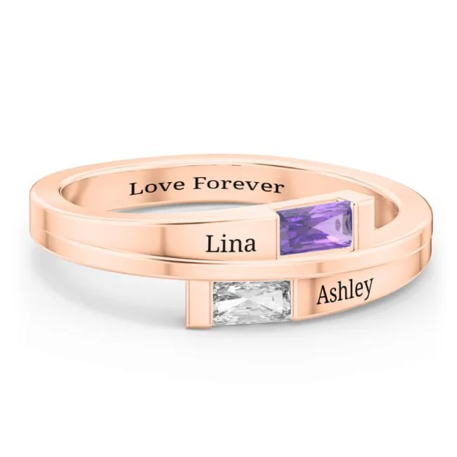 Personalized Birthstones Promise Ring,Gift For Couple - Image 3