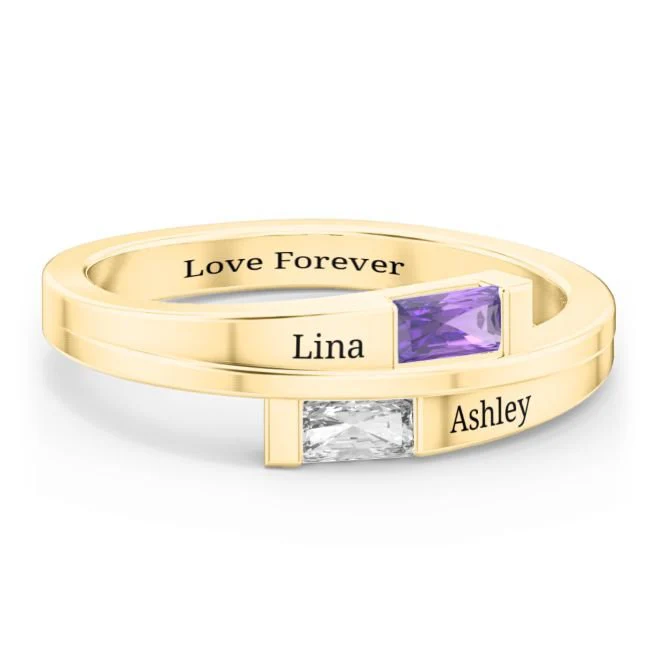 Personalized Birthstones Promise Ring,Gift For Couple - Image 4