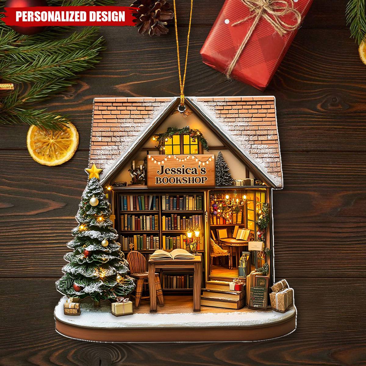 Personalized Bookstore Ornament, Christmas Ornament Gift For Book Lovers - Image 2
