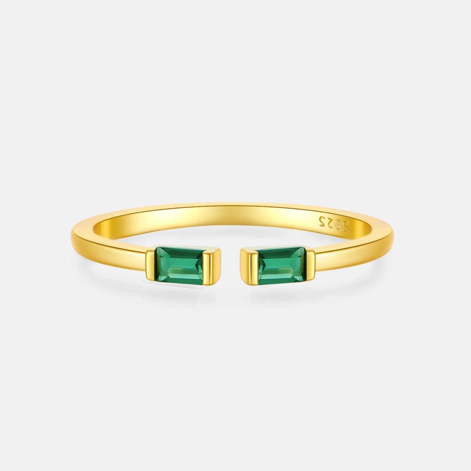 Personalized Born in Love Duo Baguette Birthstone Ring - Image 4