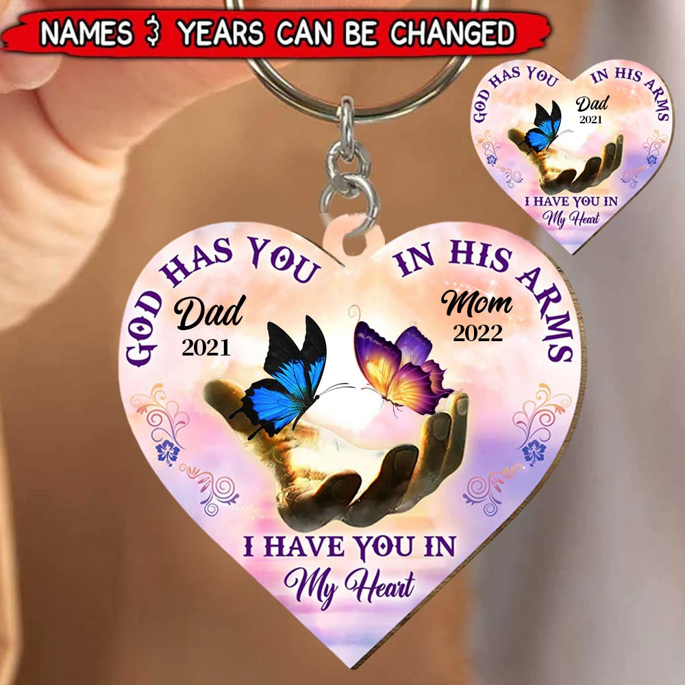 Personalized Butterfly Memorial Gift For Loss Of Loved One Heart Acrylic Keychain - Image 2