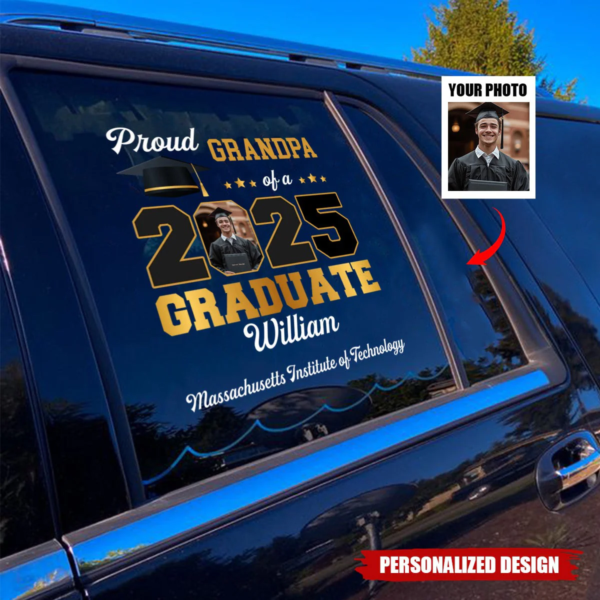 Personalized Car Sticker, Congratulations On Your Graduation, Upload Photo - Image 2
