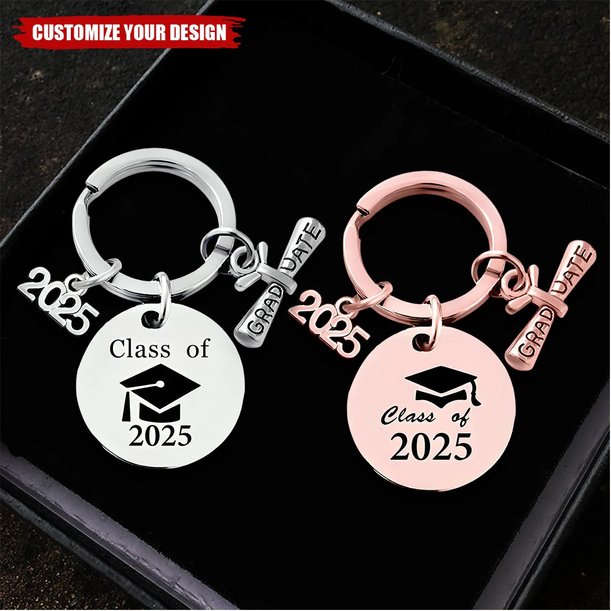 Personalized Class of 2025 Graduation Keychain - Image 2