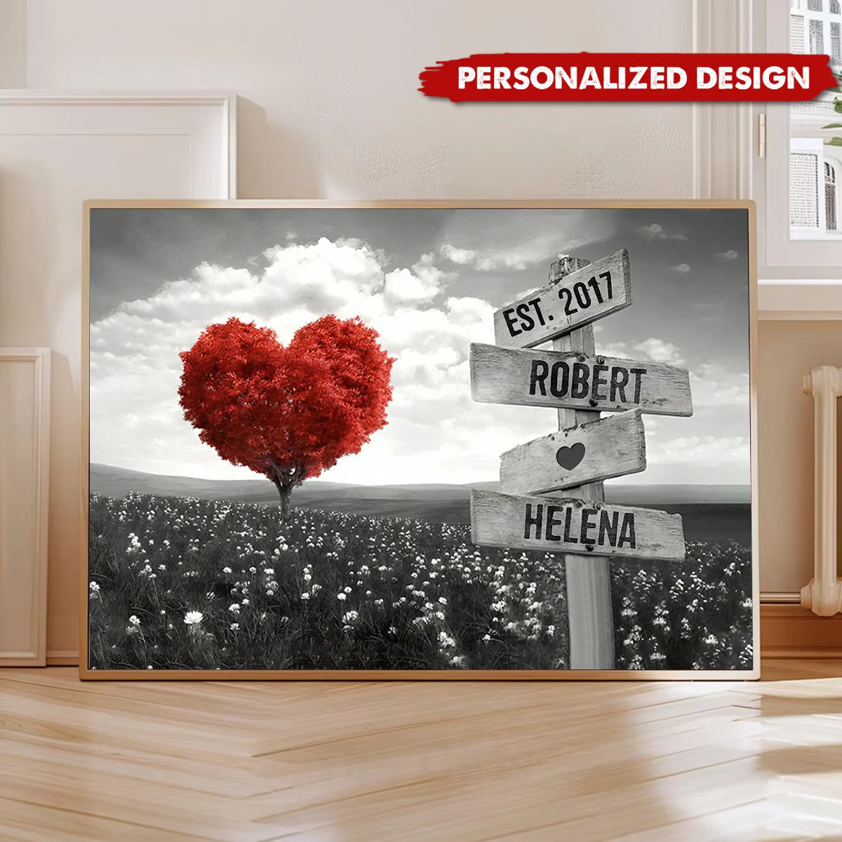Personalized Couple Gift Heart Tree Name Sign Poster - Image 2