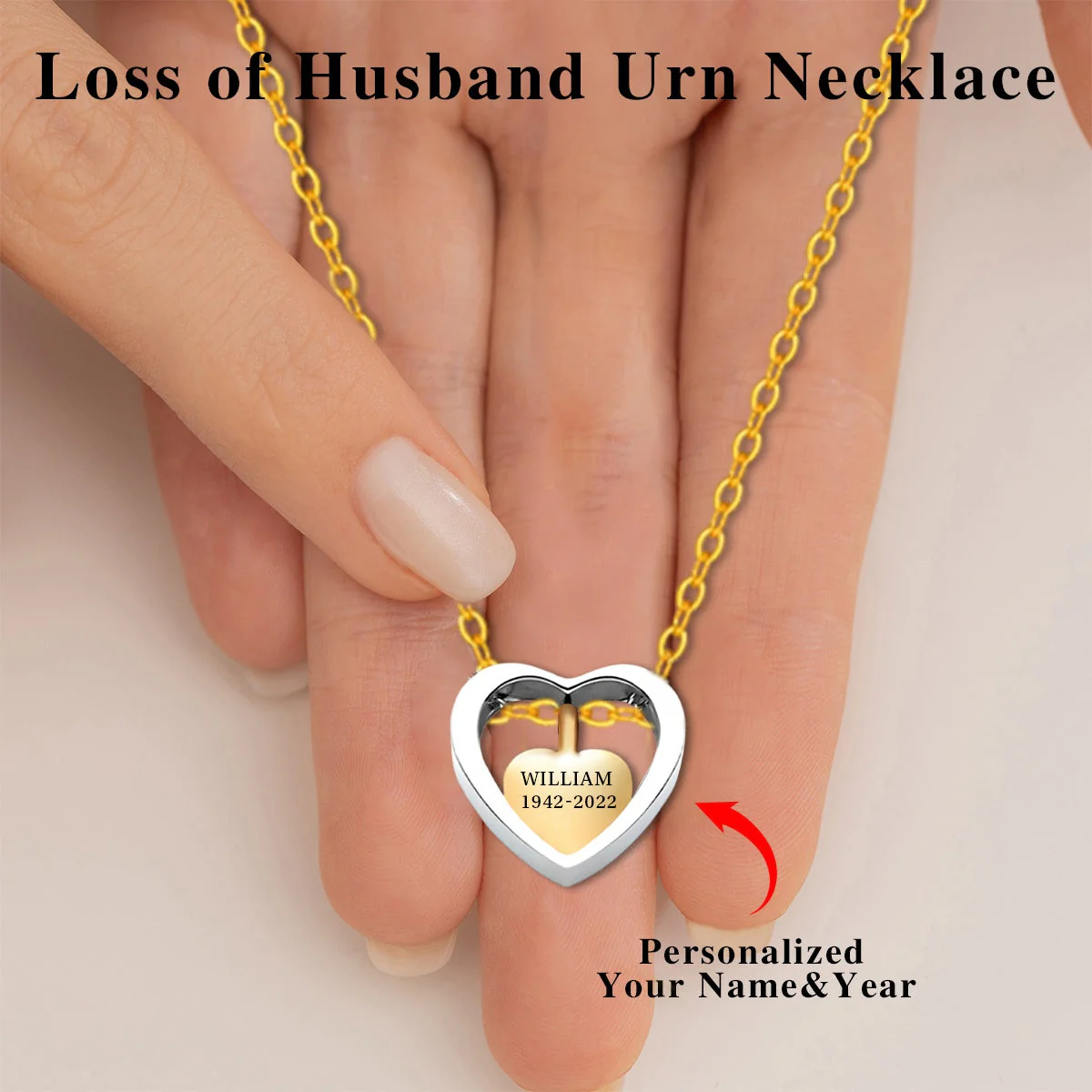 Personalized Cremation Ashes Heart Urn Necklace - Image 2