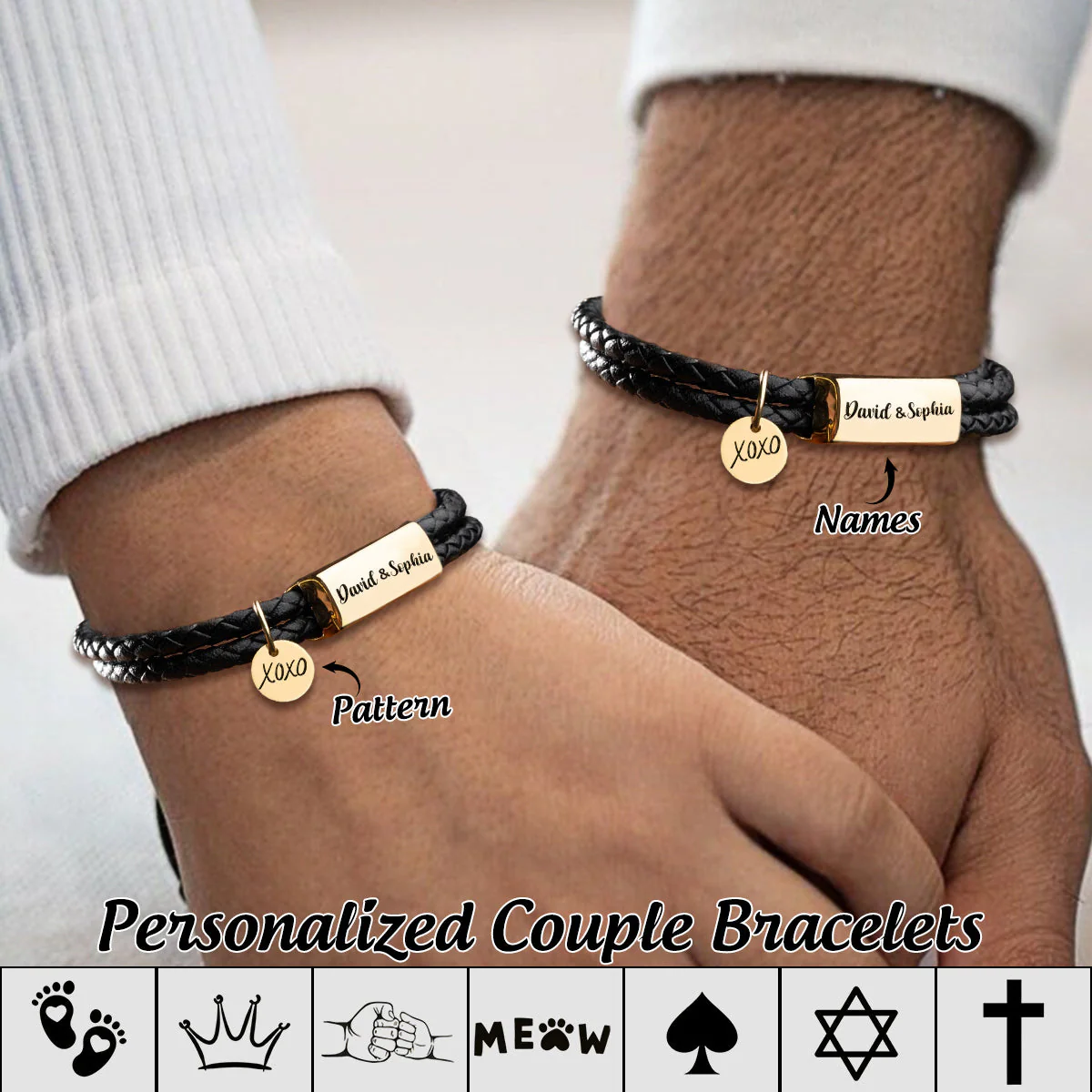 Personalized Custom Engraved Name Adjustable Leather Bracelet - Image 2