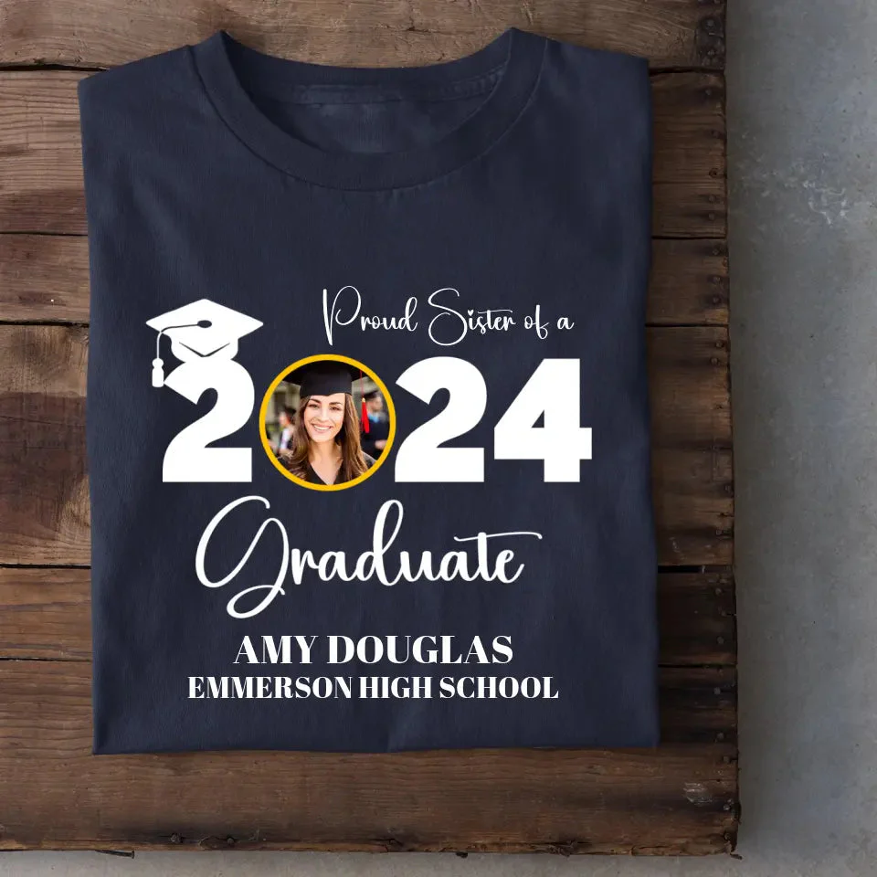 Personalized Custom Graduation Photo T-Shirt, Proud Mom Of A Graduate - Image 3