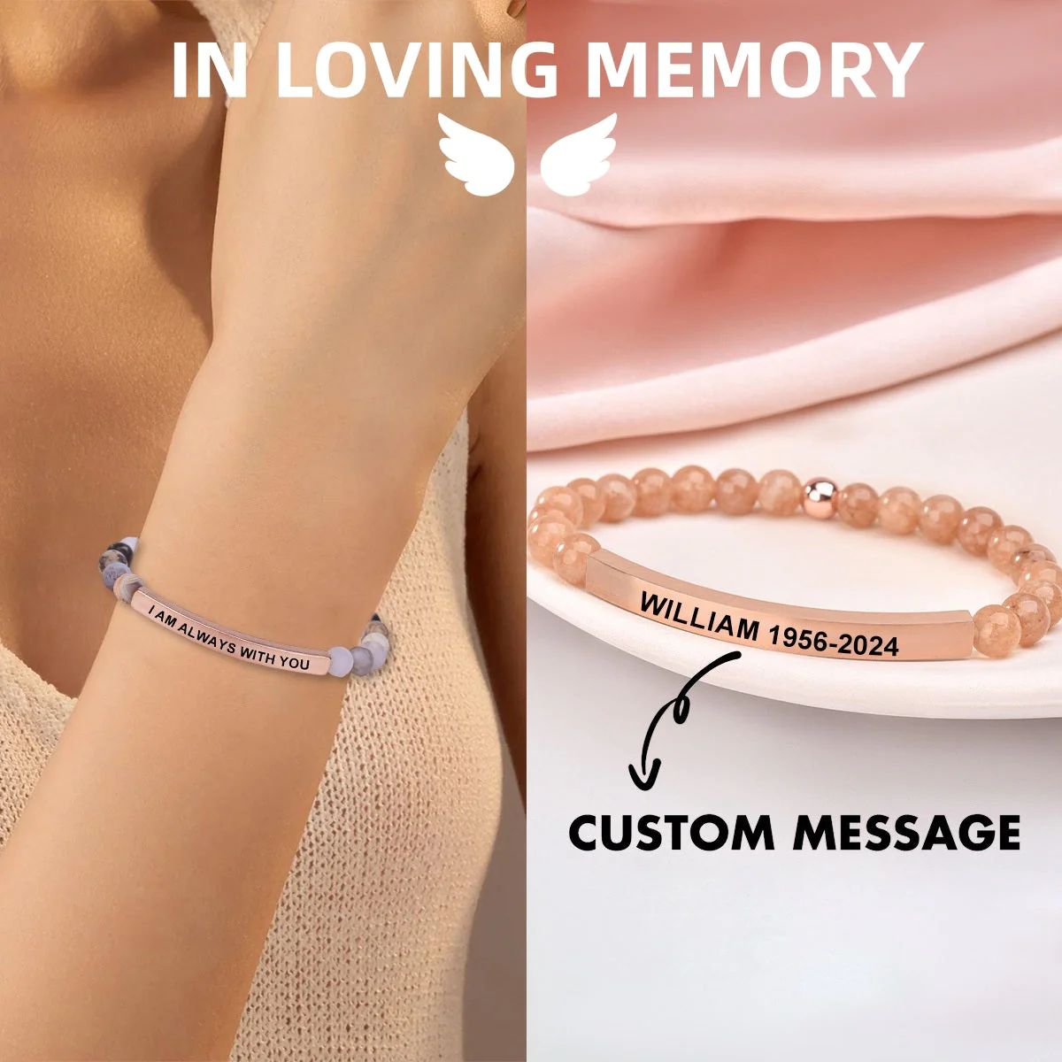 Personalized Custom Memorial Text Bracelet - Image 2
