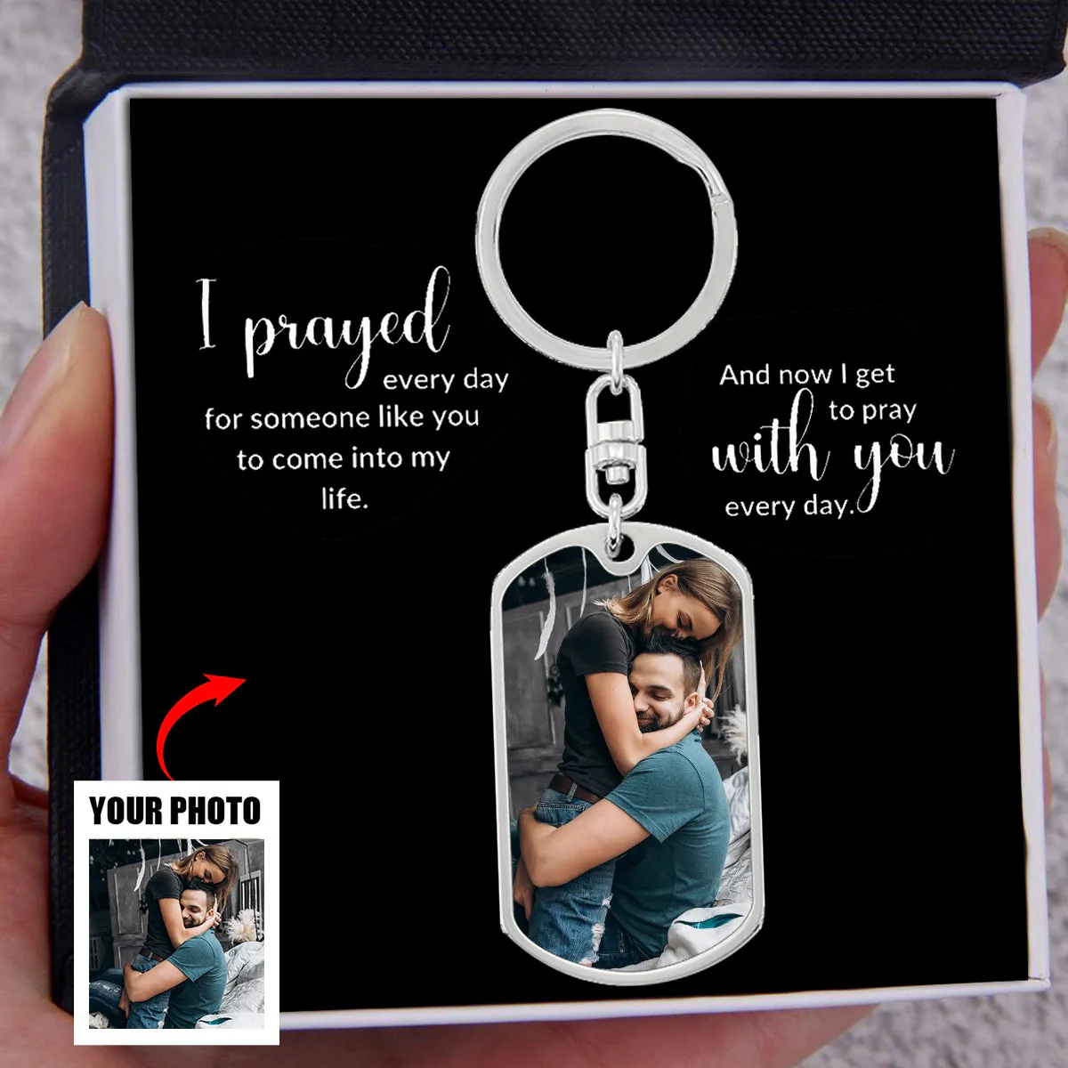 Personalized Custom Text and Photo Keychain - Gift For Couple - Image 2