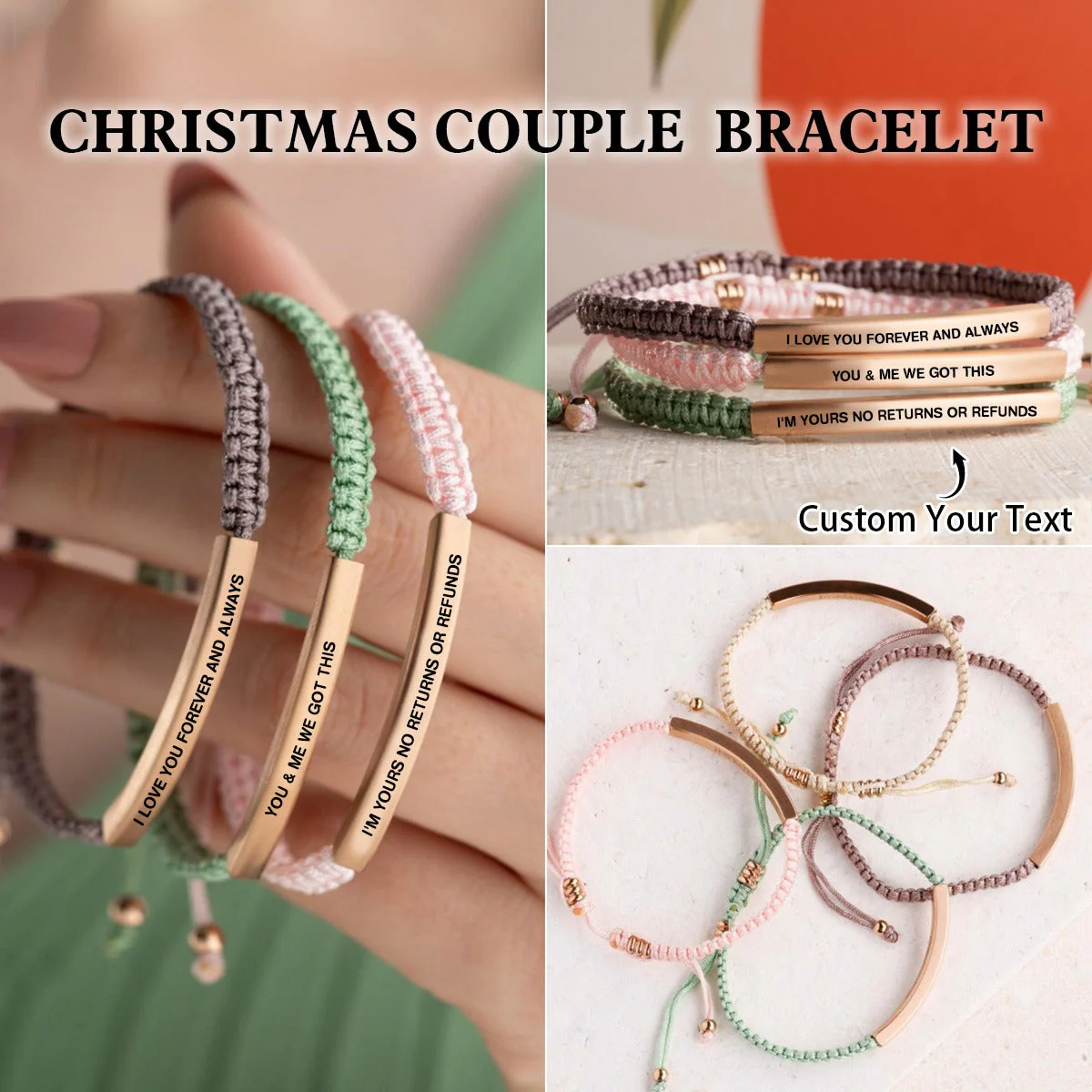 Personalized Custom Text Unisex Bracelet - Image 2