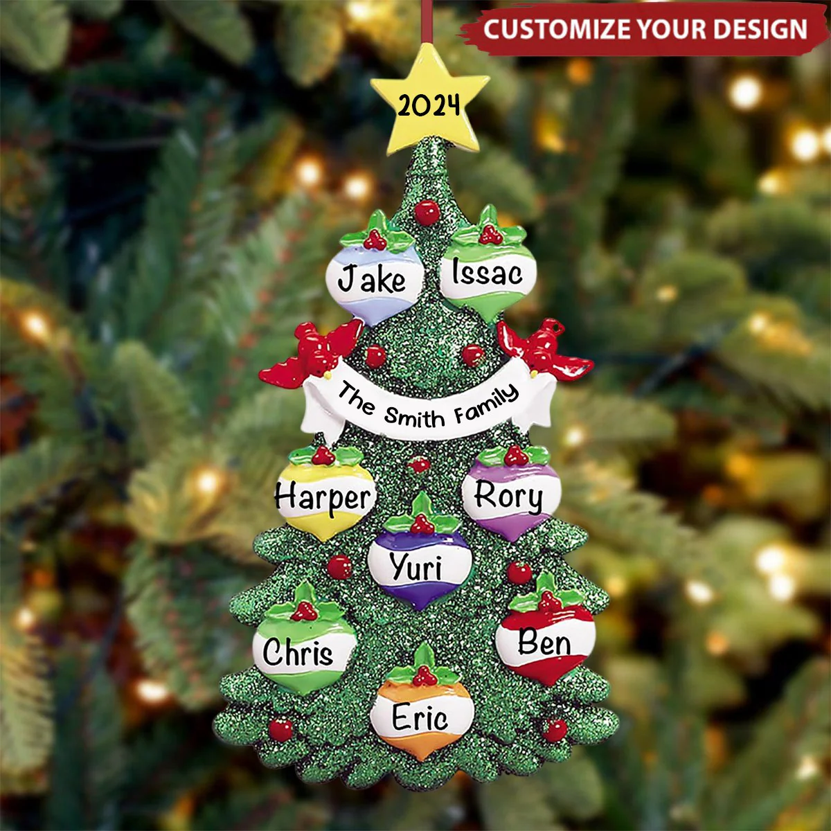 Personalized Customized Family Christmas Tree Ornament - Image 2