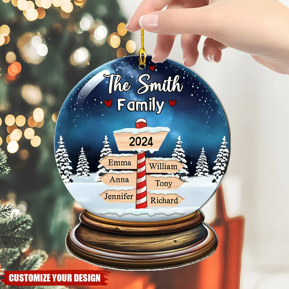 Personalized Name Snowy Family Christmas Ornament - Image 2