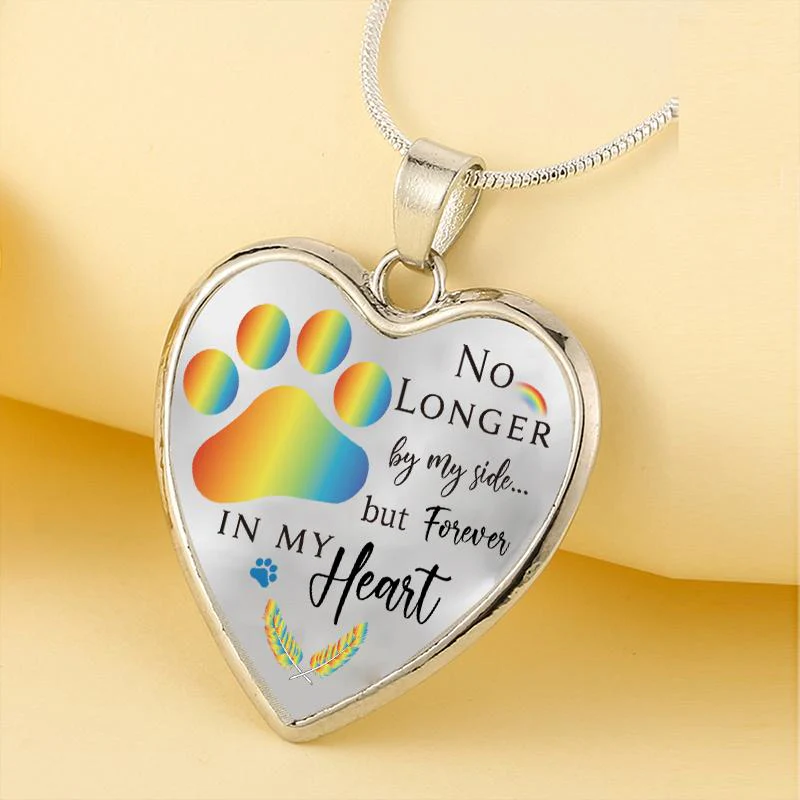 Dog Memorial Necklace No Longer by My Side But Forever in My Heart - Image 4