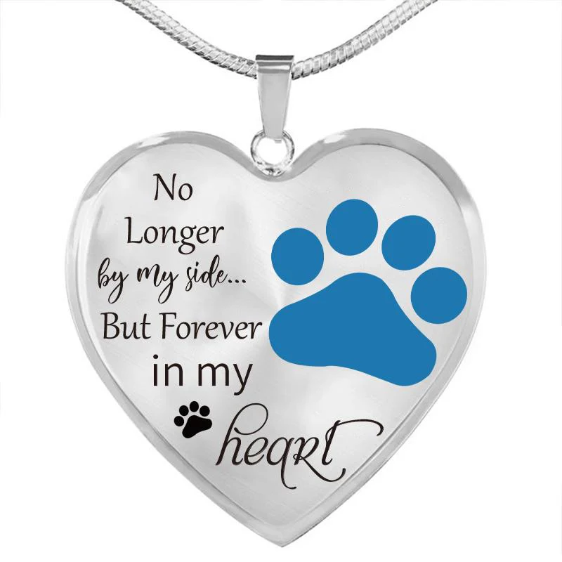 Dog Memorial Necklace No Longer by My Side But Forever in My Heart - Image 3