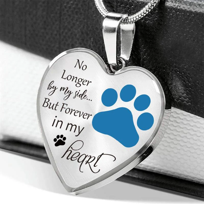 Dog Memorial Necklace No Longer by My Side But Forever in My Heart - Image 4