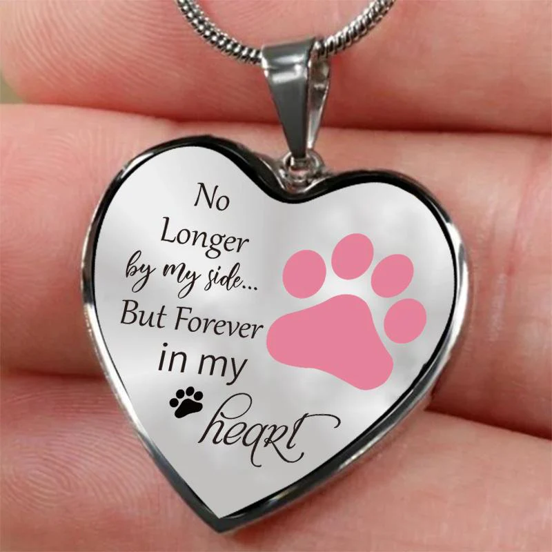 Dog Memorial Necklace No Longer by My Side But Forever in My Heart - Image 6
