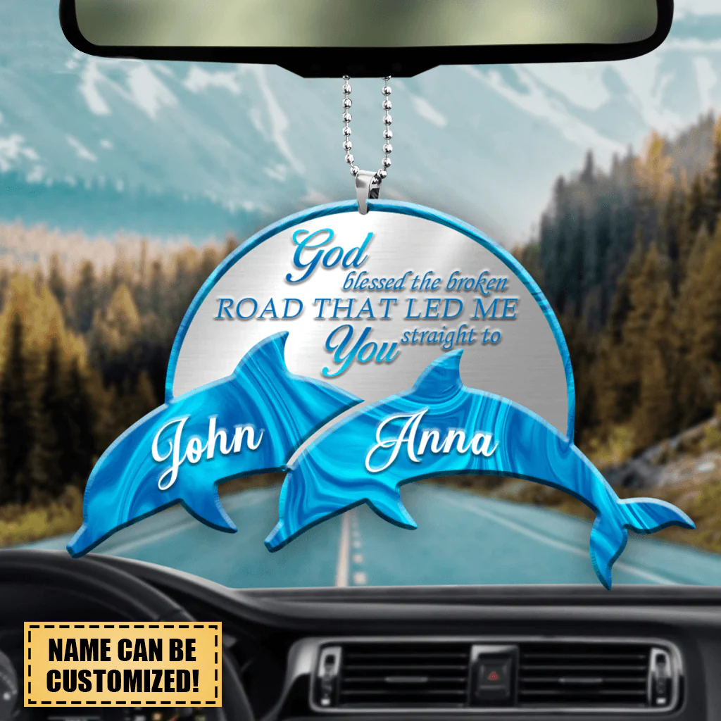 Personalized Dolphin On Sunset God Blessed Ornament