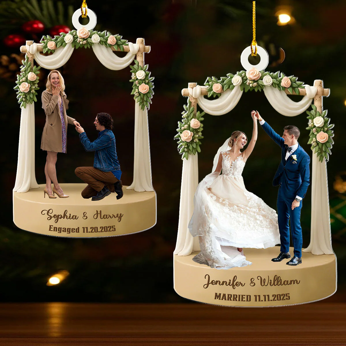 Custom Engagement Married Ornament Gift For Newlyweds - Image 2