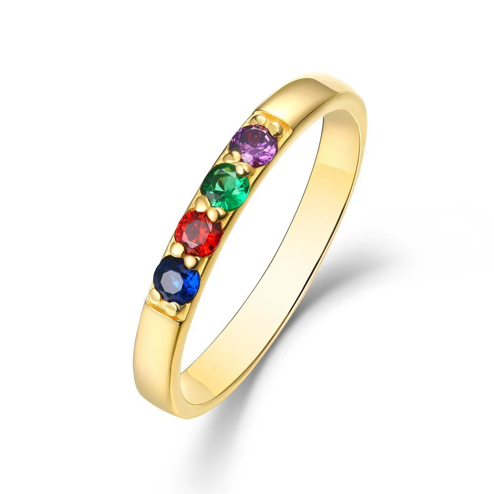 Personalized Family 1-6 Birthstones Ring-Gift For Grandma Mom - Image 5
