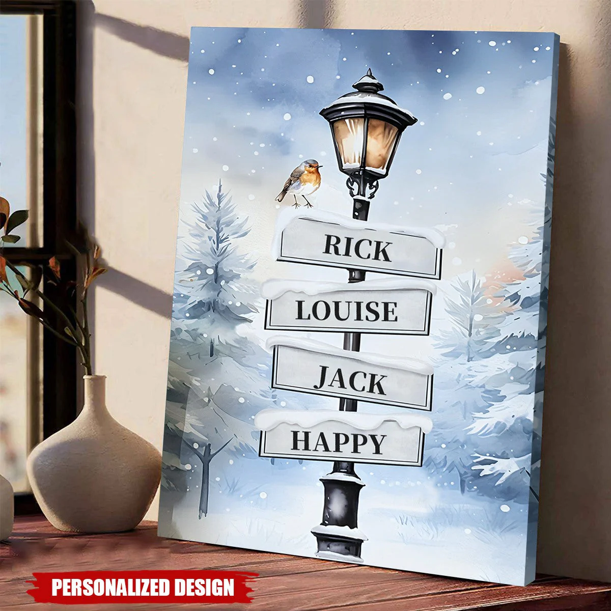 Personalized Family Christmas Sign Post Canvas- Gift For Family - Image 2