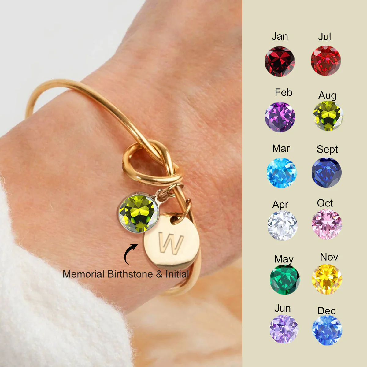 Personalized Fashion Customized Memorial Birthstone Initial Bracelet - Image 2