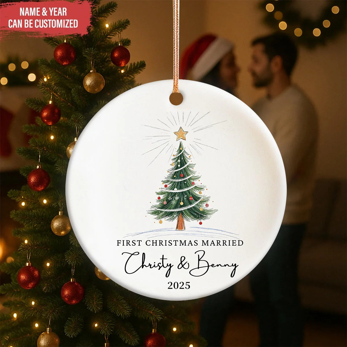 Personalized First Christmas Married Ornament, Mr and Mrs Ornament - Image 2