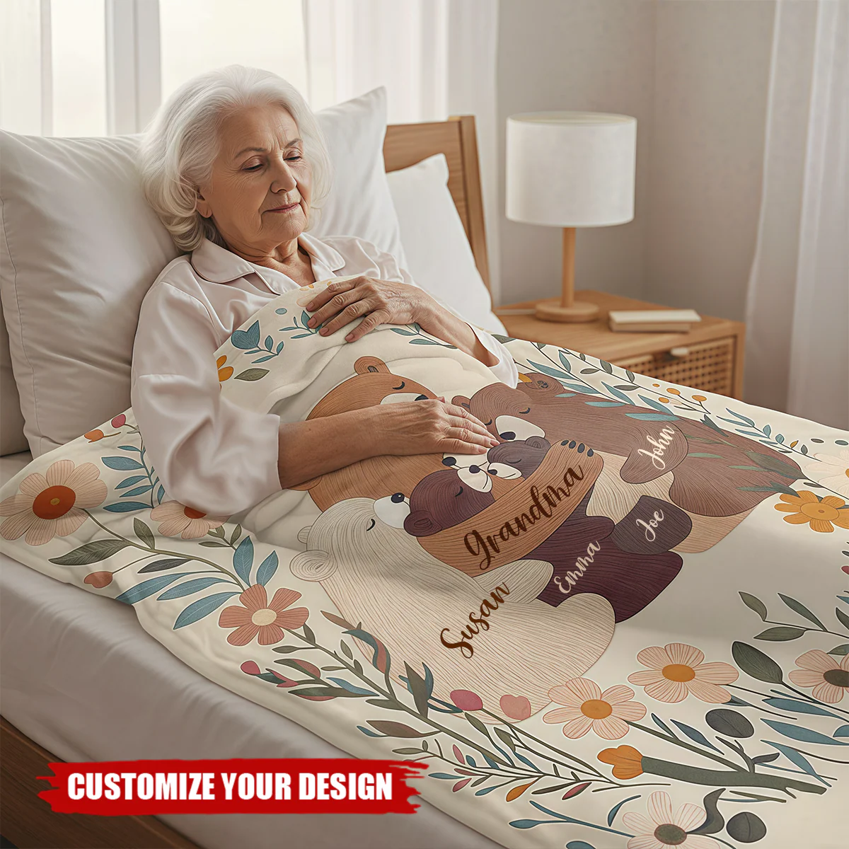Personalized Floral Blanket For Mom , Mother's Day Gift For Mom Or Grandma - Image 2