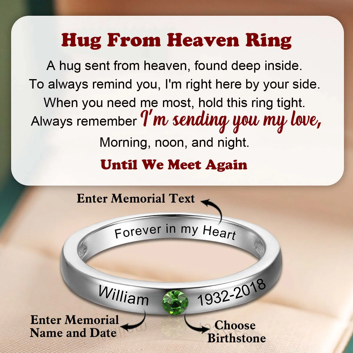Personalized Forever in My Heart Birthstone Ring - Image 2