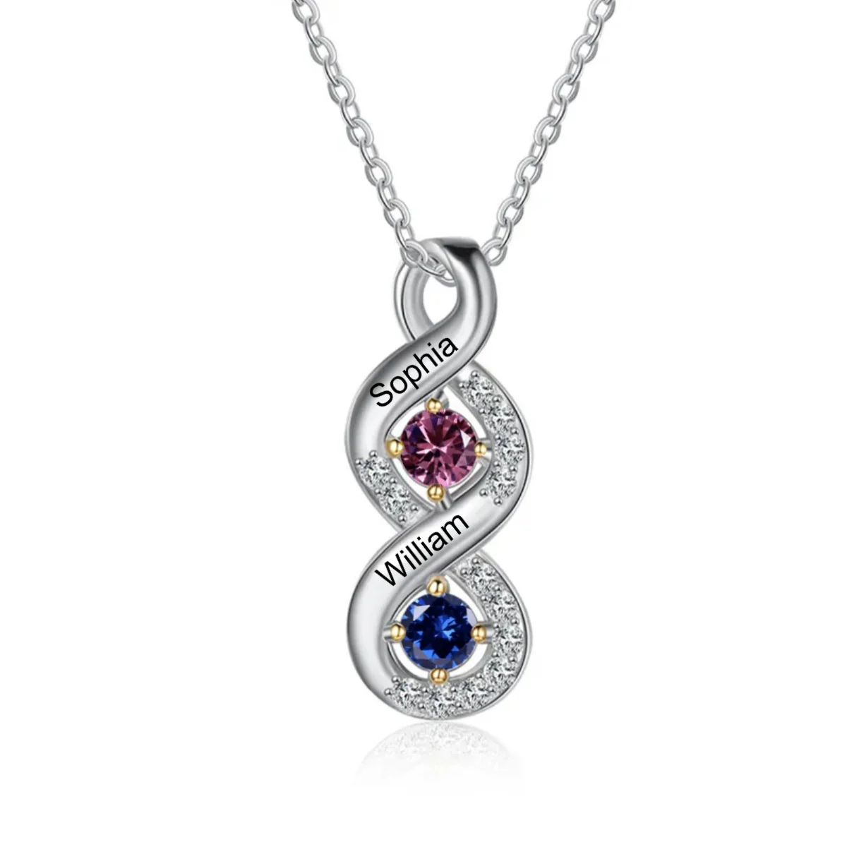 Personalized Forever Love Birthstones Infinity Necklace - Image 2