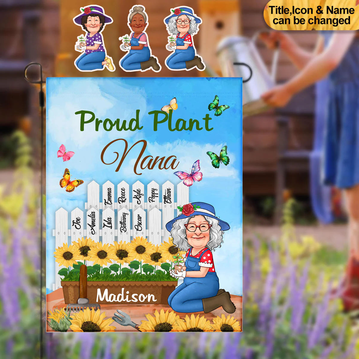 Proud Plant Grandma Nana Mom- Personalized Graden Flag - Image 2