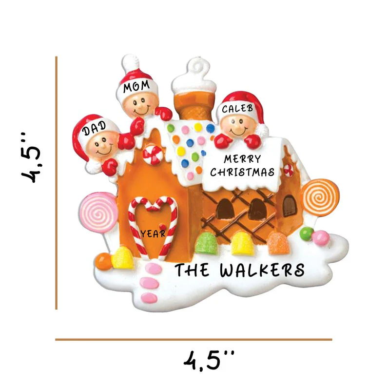Personalized Gingerbread House Family Christmas Resin Ornament - Image 3