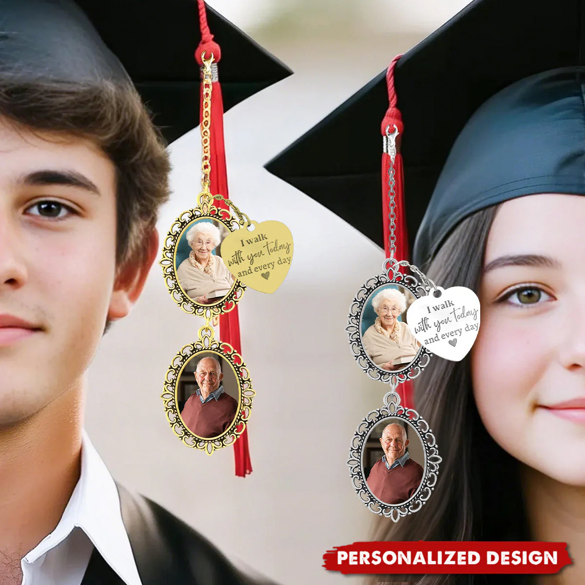 Personalized Graduation Memorial Photo Charm With Loving Memory Saying - Image 2