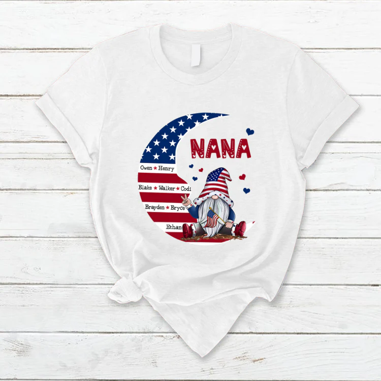 Personalized Grandma Moon American Flag T-Shirt - Image 3