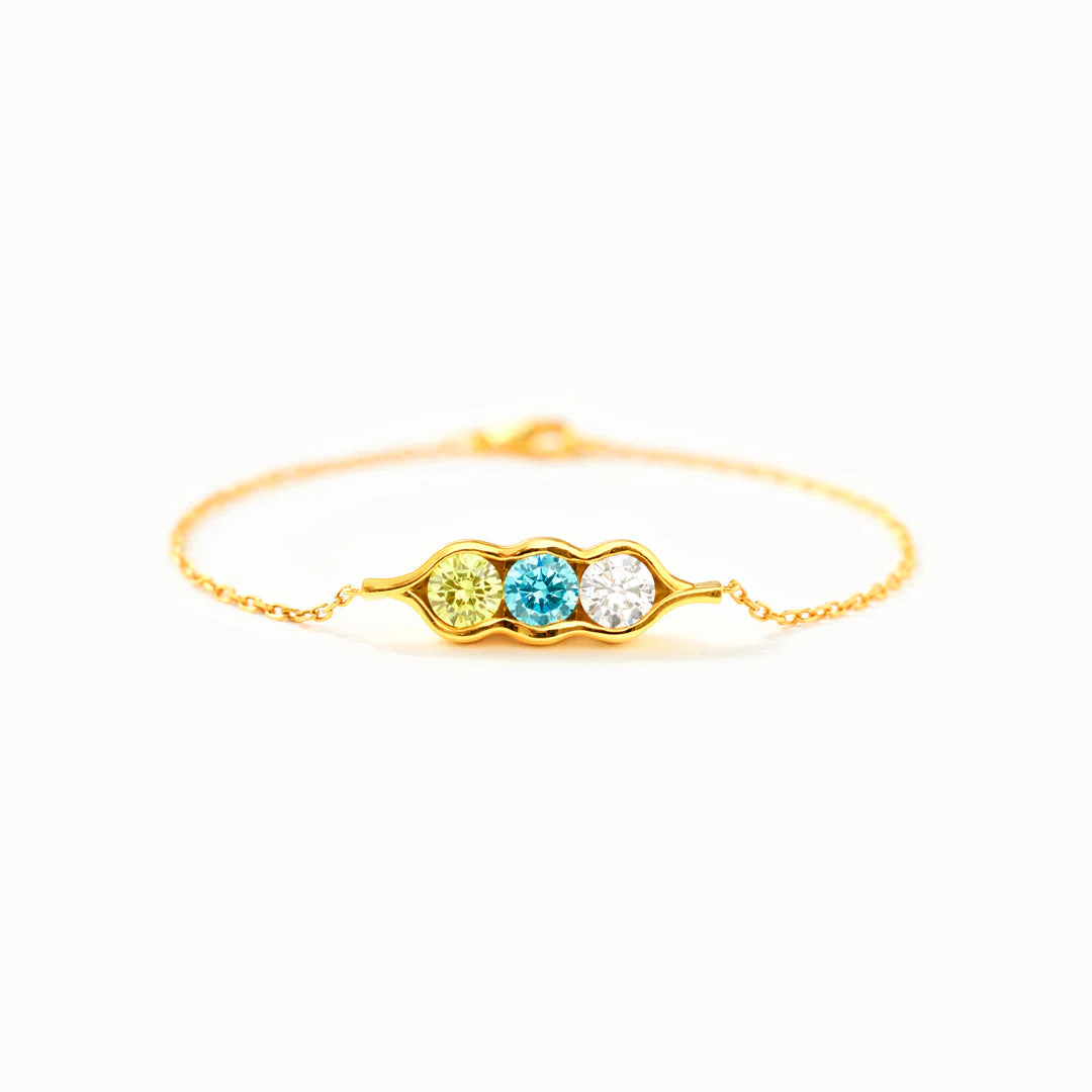 Personalized Bestie Forever Peas in a Pod 2-6 Birthstones Bracelet - Image 4