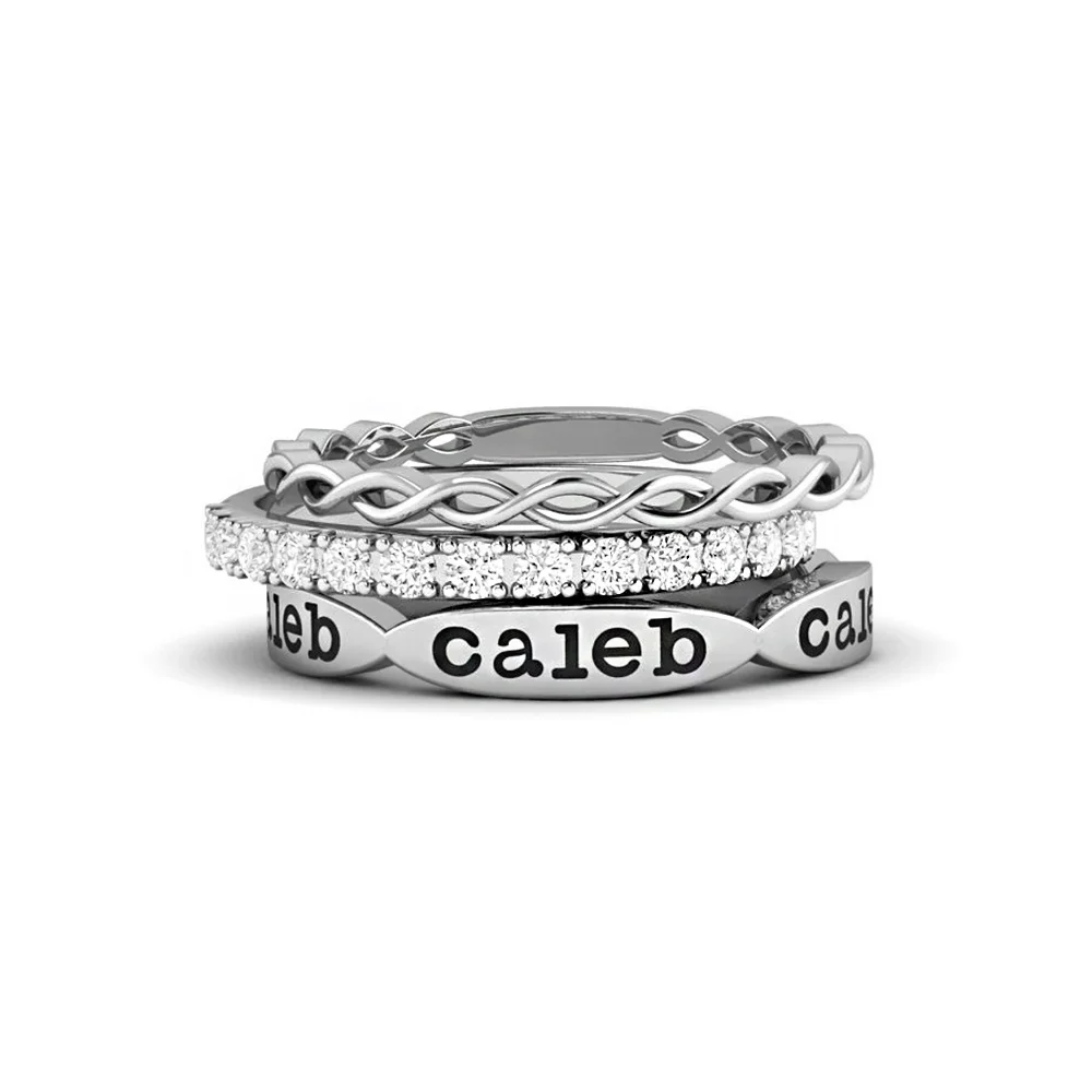 Personalized Grandma Mom Stacking Name Ring - Image 3