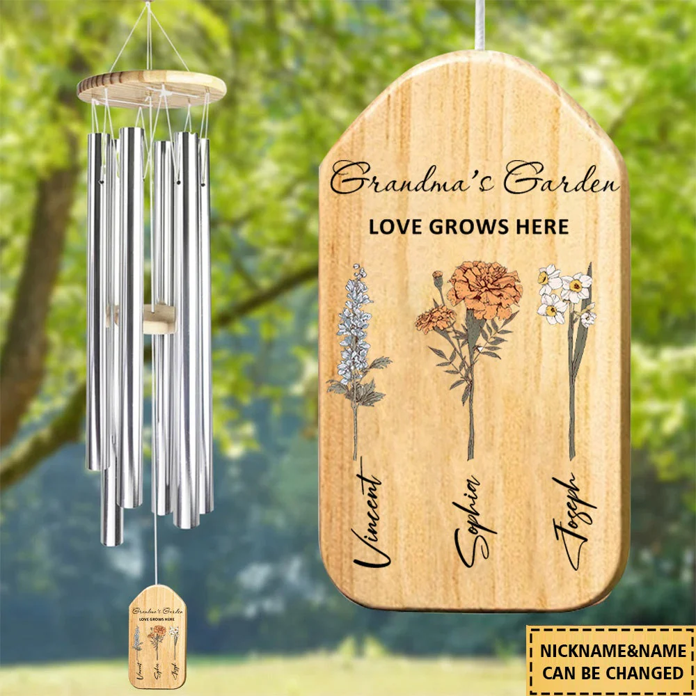 Personalized Grandma's Garden Wind Chimes - Image 3