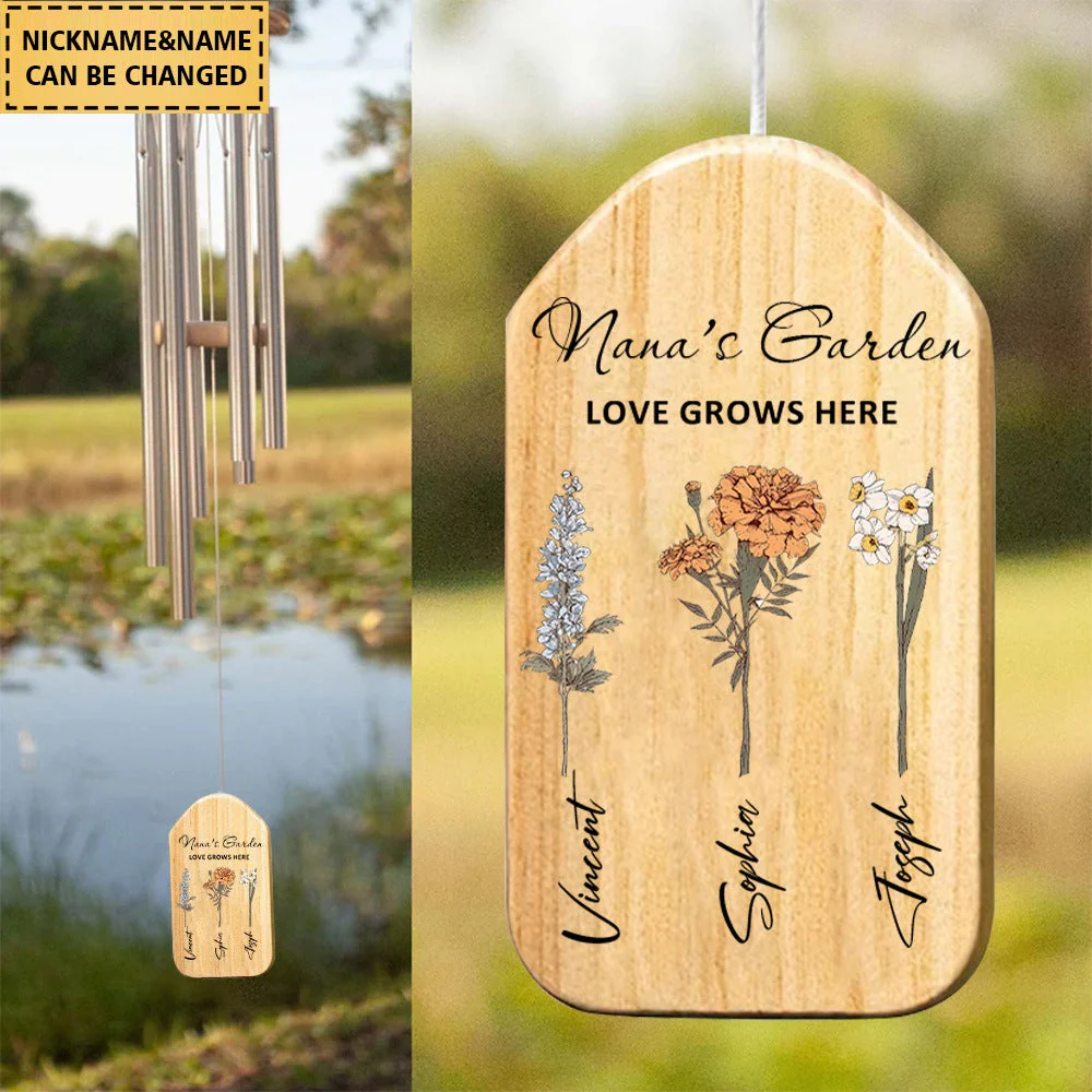 Personalized Grandma's Garden Wind Chimes - Image 4