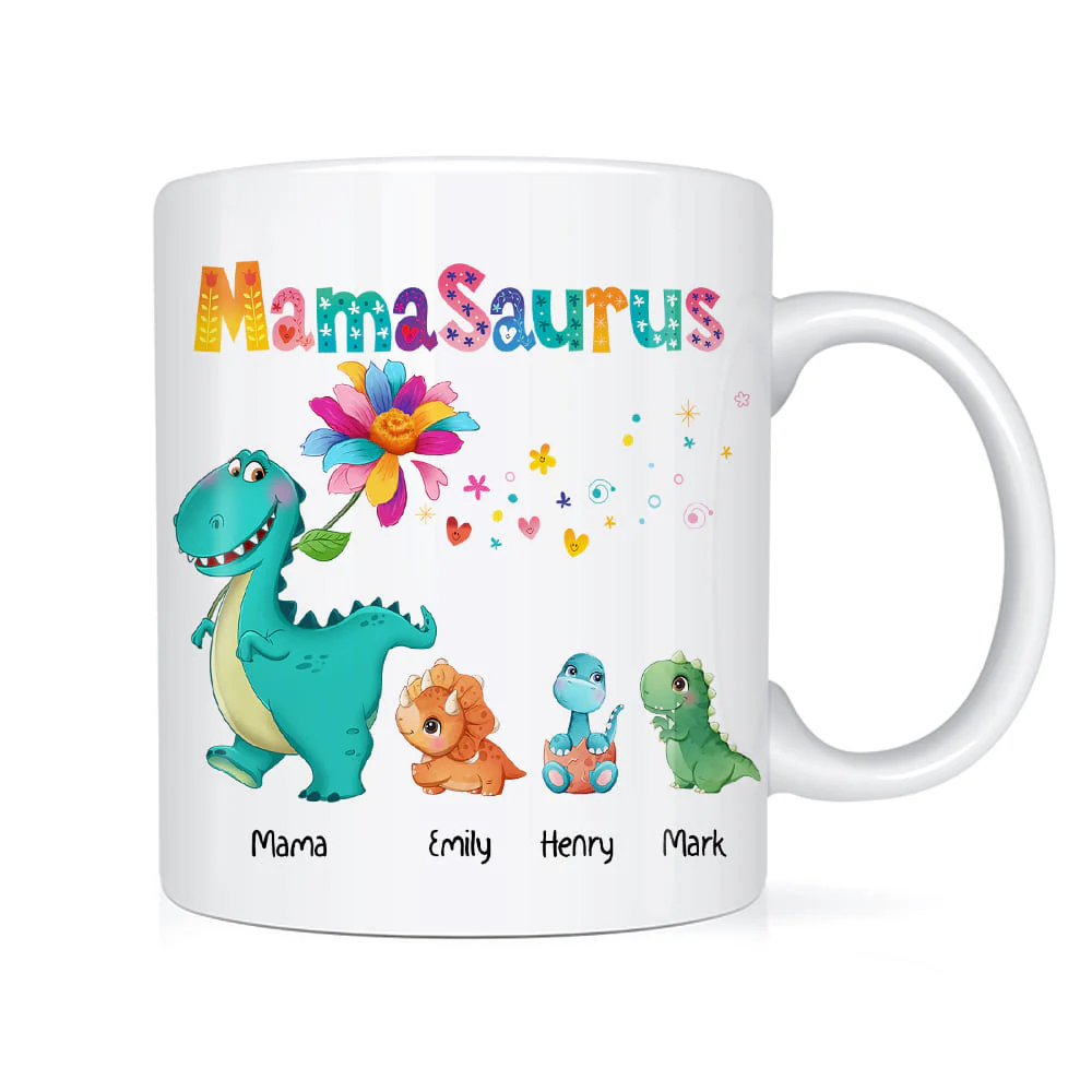 Personalized Grandmasaurus Colorful Flower Mug - Image 3