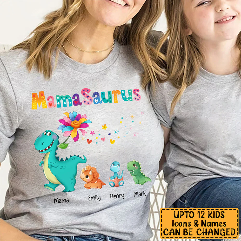 Personalized Grandmasaurus Colorful Flower T Shirt - Image 5