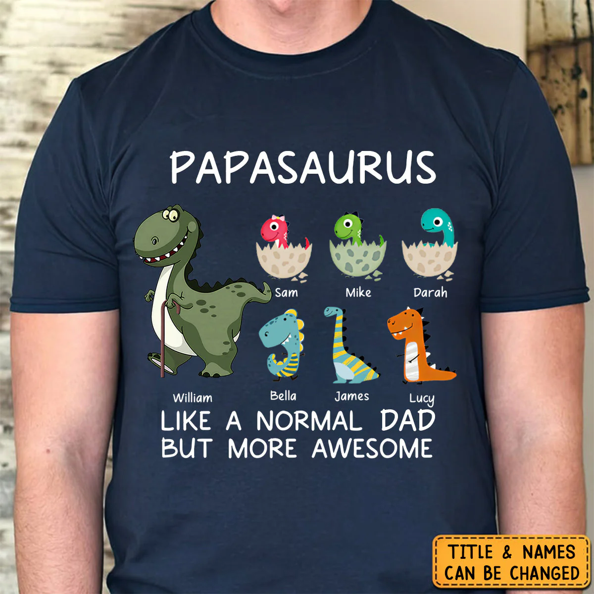 Personalized Grandpasaurus Dinosaur Father's Day Gift Shirt - Image 2