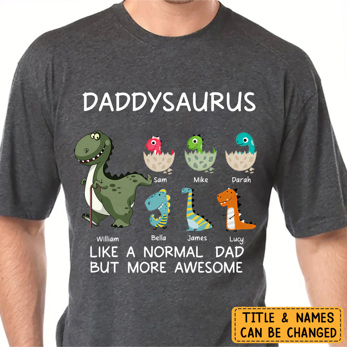 Personalized Grandpasaurus Dinosaur Father's Day Gift Shirt - Image 3