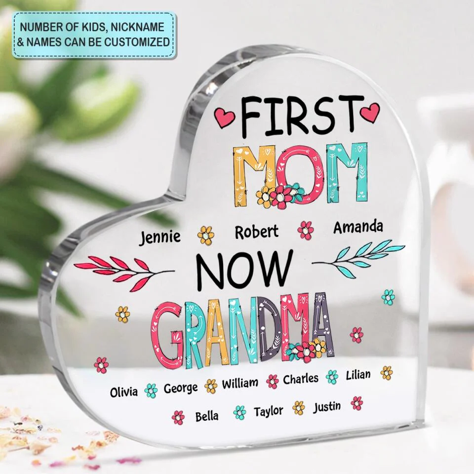 Personalized Heart Plaque - Gift For Mom & Grandma - First Mom Now Grandma - Image 2